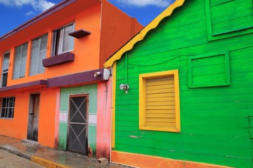 Obraz premium colorful Caribbean houses tropical Isla Mujeres