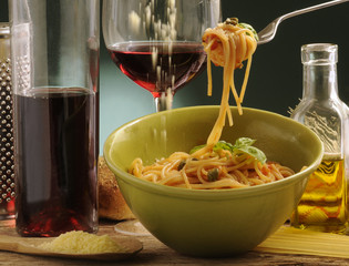 Spaghetti e formaggio grana