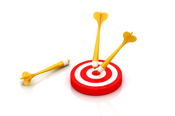yellow darts on red target
