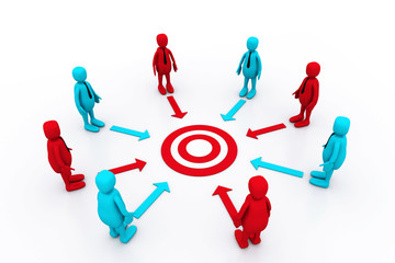 Team work target with leaders