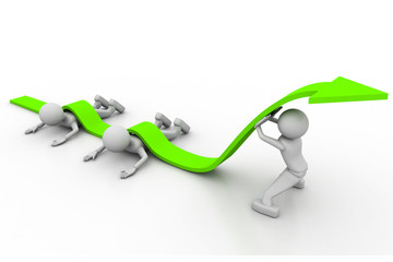 Growing business graph with people