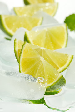 limes and ice cubes