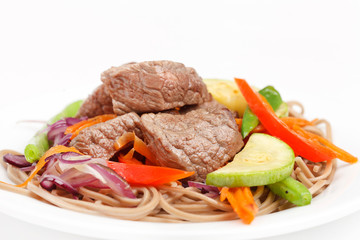 meat with vegetables and noodles