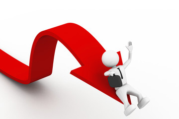 Business man on the arrow (Success or fall concept)