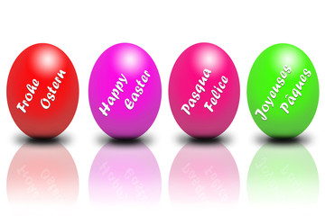 Farbige Eier mit Ostergrüße