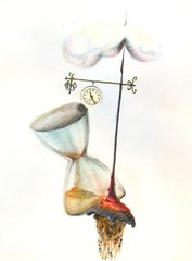 Hand painted abstract picture of time