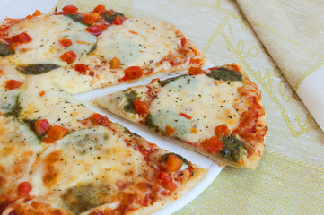 Appetizing pizza with mozzarella cheese