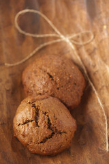 soft ginger cookies on wood, shallow dof