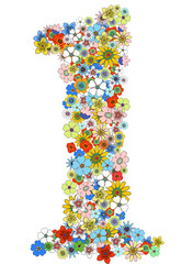 Number one floral, isolated, vector