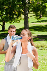 Sporty couple in the park