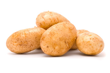 Fresh potatoes on a white background