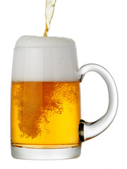 glass of beer on a white background