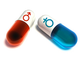 Pills variety with symbol men and women - 3d illustration - 30769570