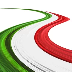 Peel and stick wall murals Draw Italia Tricolore Onda Astratta-Italy Flag Abstract Wave