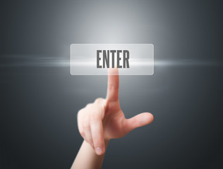 woman finger push enter button