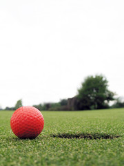 Orange ball on the green