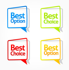 Colorful best choice labels and buttons