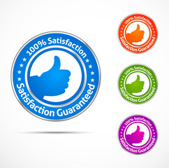Colorful satisfaction guaranteed labels and buttons
