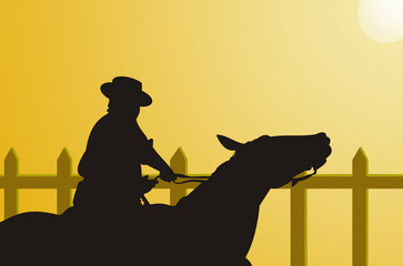 ilustracion de un jinete, montando su caballo