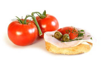 Belegtes Brötchen & Tomaten