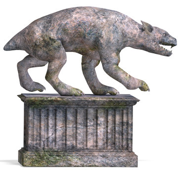 a stone creature - the gargoyle. 3D rendering with clipping