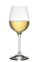 White wine in glass. Isolated on white background