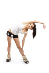 young woman working out gymnastic exercises