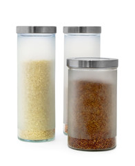Food glass containers witn grains
