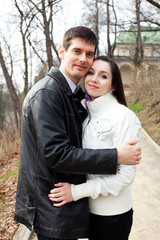 beautiful young love couple in city Prague