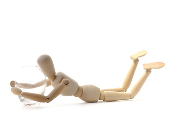 Hölzerne Figur mit eine Vase