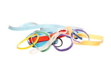 This image is of a pile of colorful rubber bands.