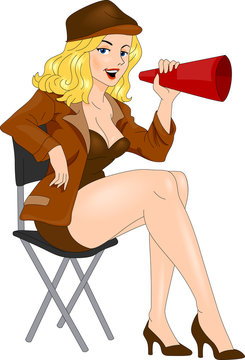 blonde woman director red megaphone clip art preview