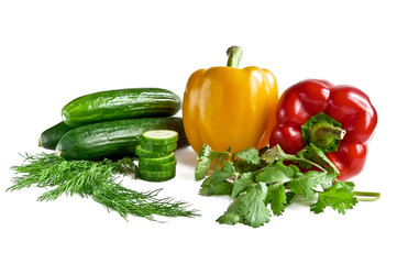 Cucumber pepper parsley fennel