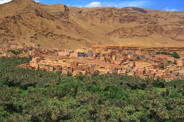 Fototapeta na wymiar panorama of a village among Moroccan hills