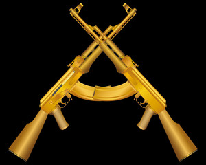 Vector illustration of two gold ak47
