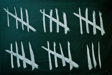 Counting the days on a blackboard