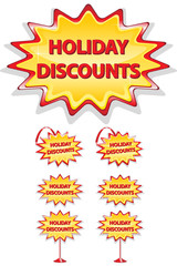 set of red and yellow sale icons isolated on white - holiday dis