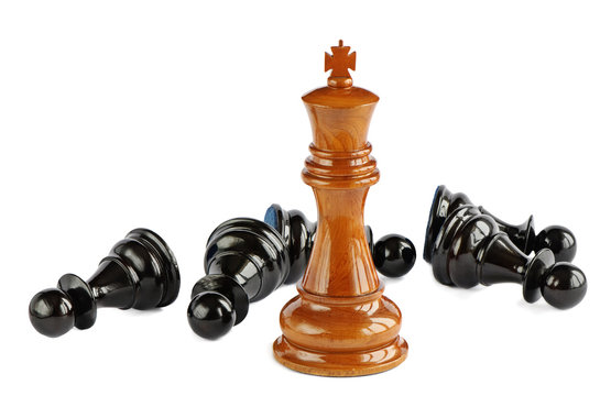 Chess pawn and king isolated on white background
