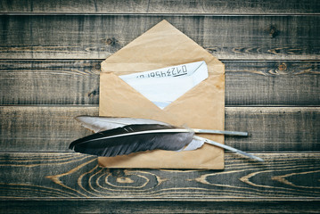 Vintage Envelope and feathers