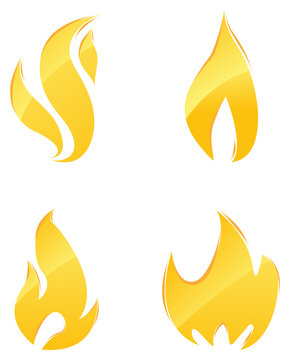 Glossy icons of fire