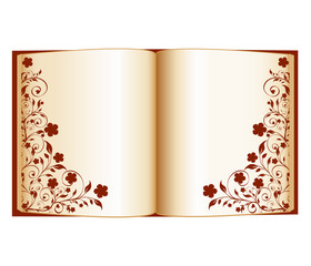 vector. open book with floral decoration isolated on a white