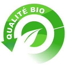 qualité bio sur vignette fléchée verte