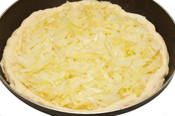 Making of a traditional cabbage pie