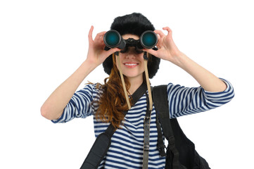 girl with binocular