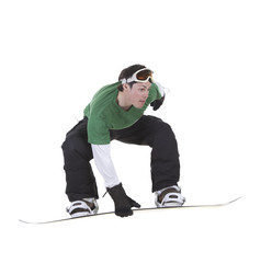 Snowboarder isolated on white