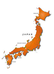 Japan Umrisskarte mit AKW