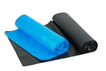 Pair of rolled  plastic garbage bags