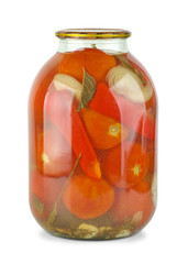 Glass jar with homemade marinated tomatoes