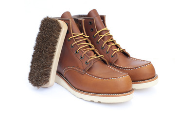 New Work Boots and shoe brush