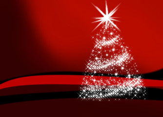 Christmas tree on red